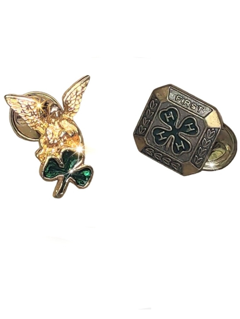 Angel & Shamrock Lot of 2 Pins 4-H First Year